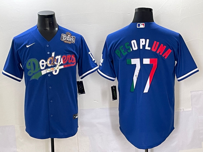Men 2025 Los Angeles Dodgers #77 Pesopluma  Blue Nike MLB Jersey style 003